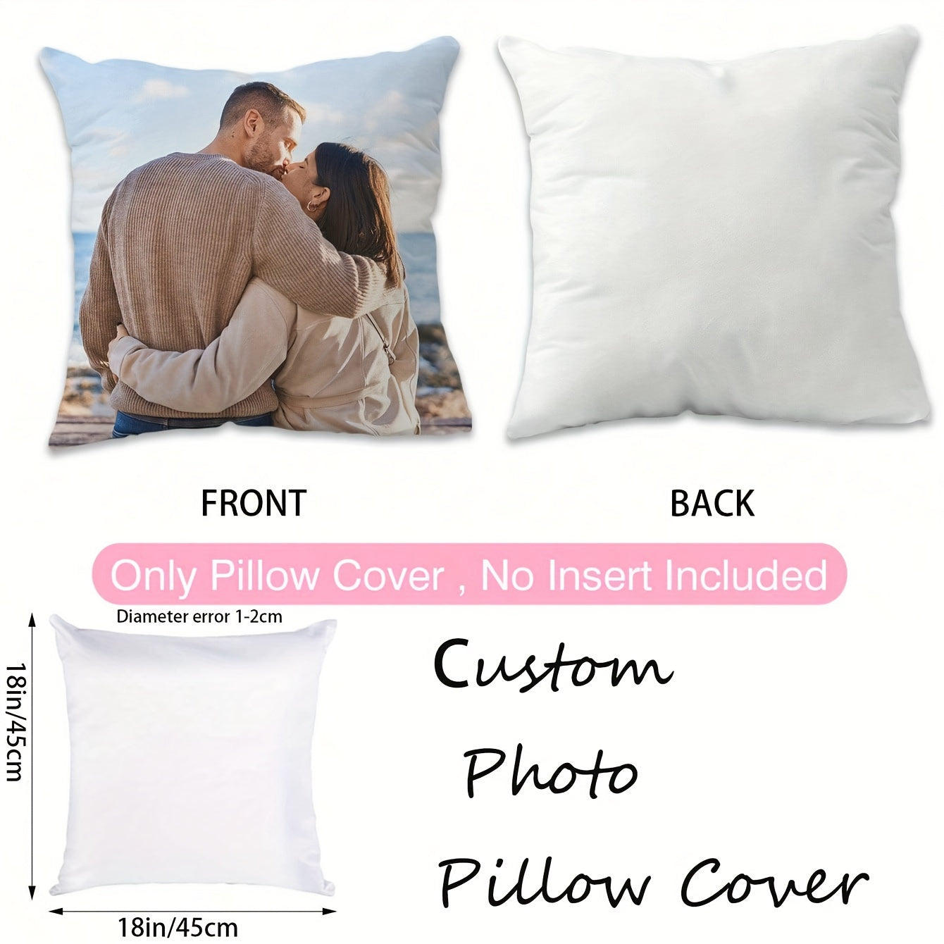 One piece of custom-designed pillow cover for home decoration, featuring patterns for Valentine's Day, Christmas, Thanksgiving, and New Year. This makes a perfect family gift or wedding anniversary gift with single-sided printing. Pillow cover does not