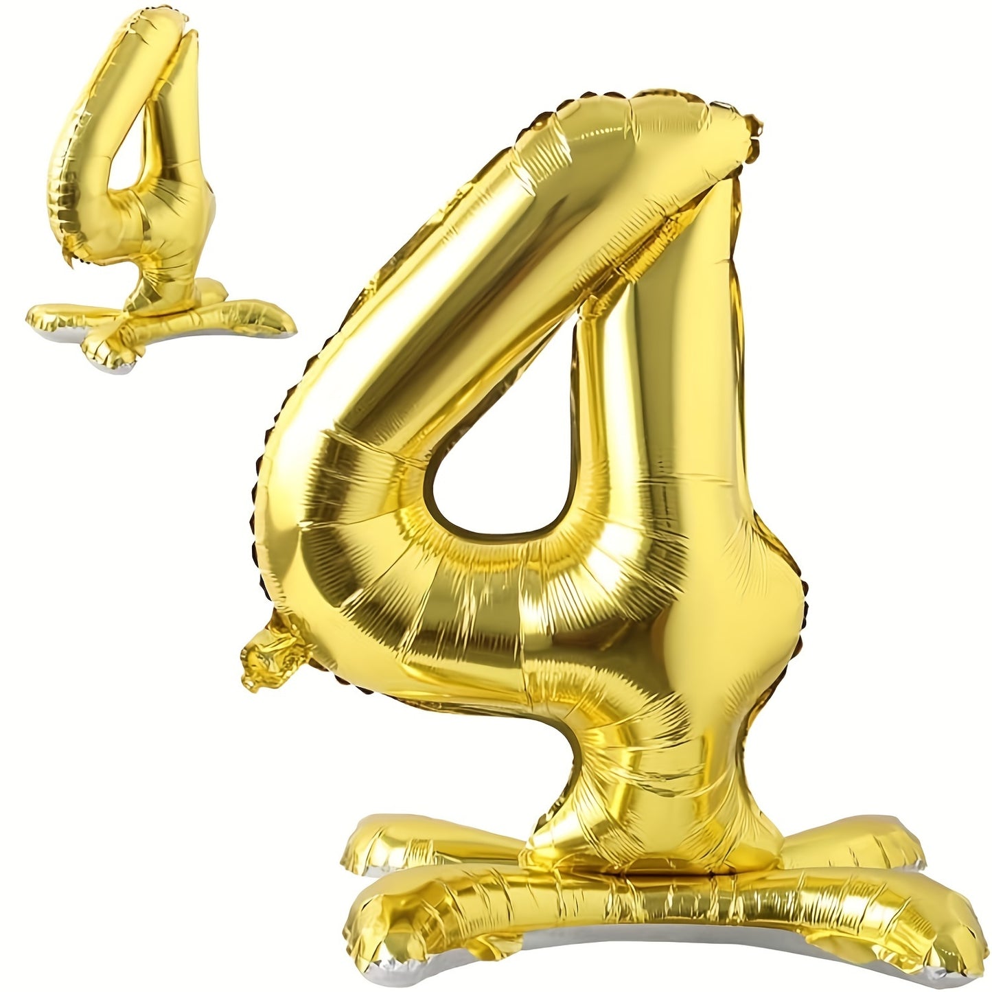 1pc Elegant Golden Foil Number Balloon (2.54cm) with Stand - 81.28cm Metallic Self-Supporting Aluminum Film, Ideal for Special Occasions, Balloon Stand Kit