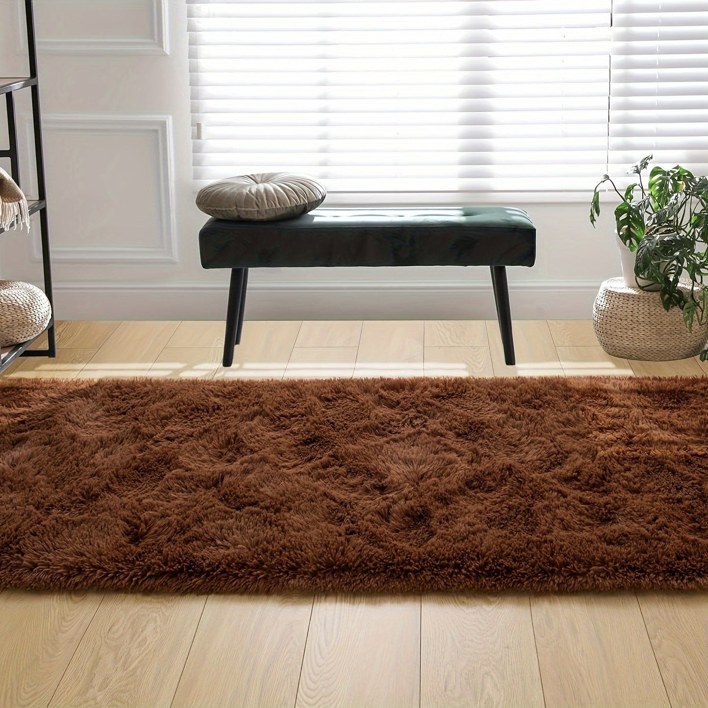 The Soft and Cozy Shaggy Carpet is ideal for the living room, bedroom, and hallway. It comes in a variety of colors and is simple to maintain with dry cleaning. With its rectangular shape, it can be used in multiple areas of the home. Constructed from