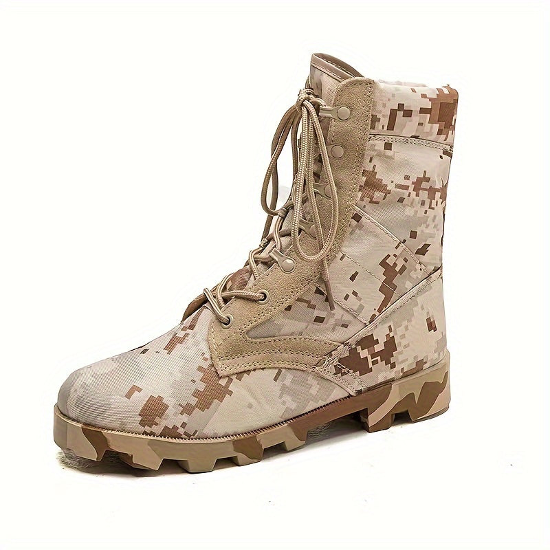 Men's Mid-Calf Hiking Boots with Anti-Slip Camouflage Design.