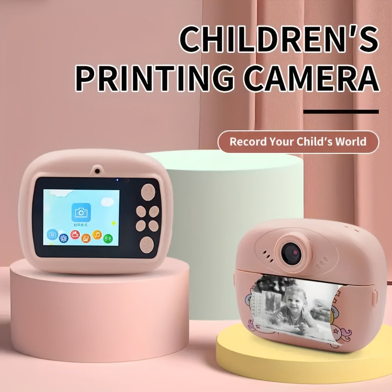 Youth HD Dual-Camera Digital Toy - DIY Photo & Video, Games, Print Mode - Pink/Blue, USB Rechargeable