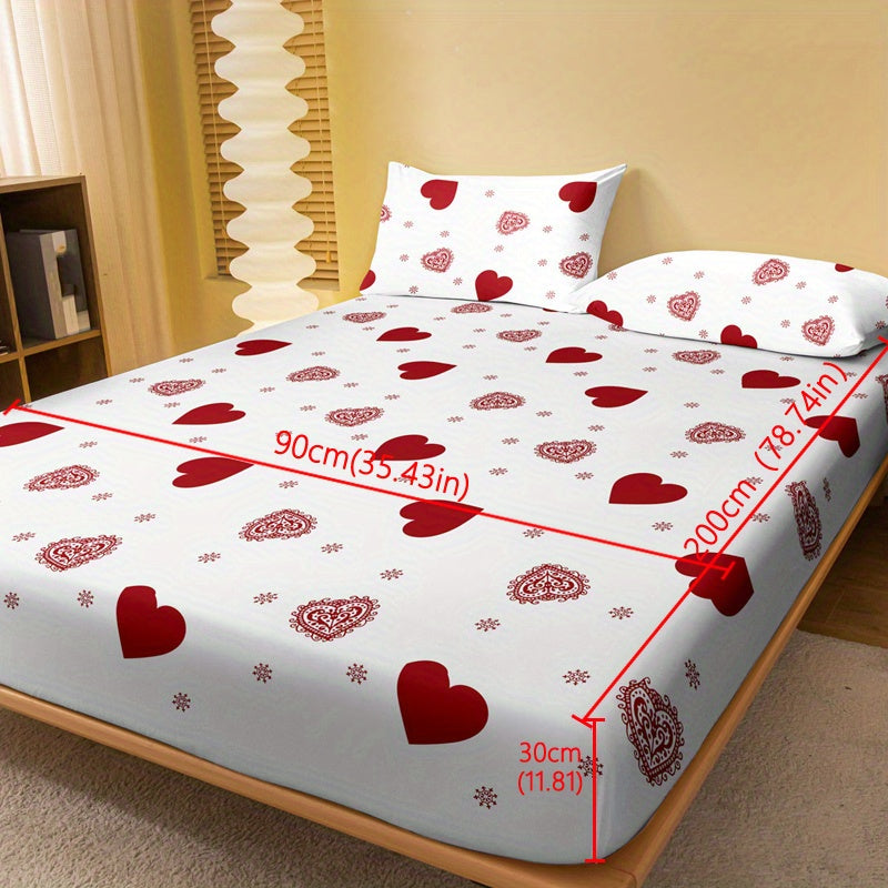 Love Print Brushed Fitted Sheet for a Soft and Comfortable Bed, Perfect for Bedroom, Guest Room, or Dorm. Deep Pocket Design Ensures a Snug Fit. Includes Fitted Bed Sheet Only.