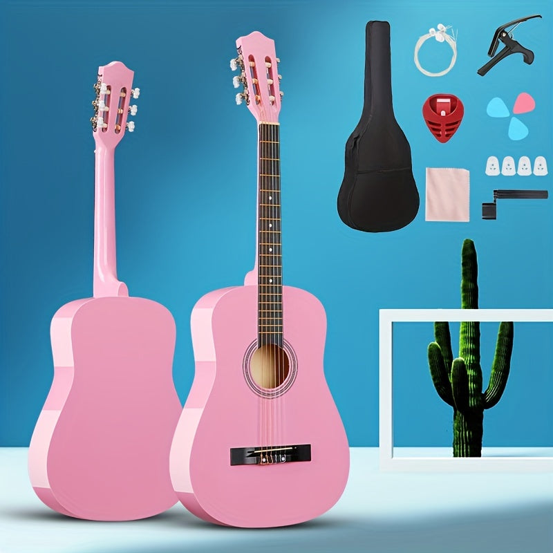 30/38 Inch Classical Acoustic Guitar Kit for Adults and Teens, Includes Picks, Bag, Case, and Accessories - Perfect for Beginners.