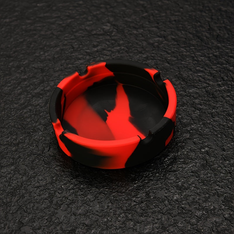 Round silicone ashtray for home or office use, suitable as a gift.