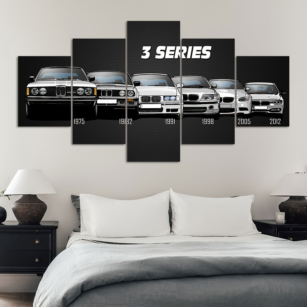 5-piece canvas poster set featuring HD racing car artwork for home decor in various rooms, made of waterproof, odorless material without a frame. Perfect gift for friends.