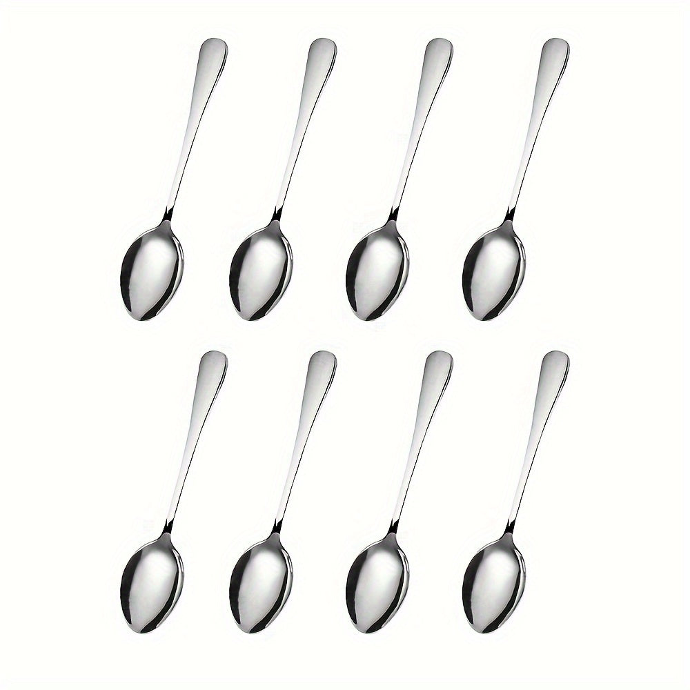 Set of 8 Stainless Steel Teaspoons - 5.39-inch Mini Coffee Spoons for Dessert, Ice Cream, Tea, Kitchen, Dining & Holiday Entertaining. Dishwasher Safe. Great for Christmas, Halloween, Easter, Hanukkah, and Thanksgiving.