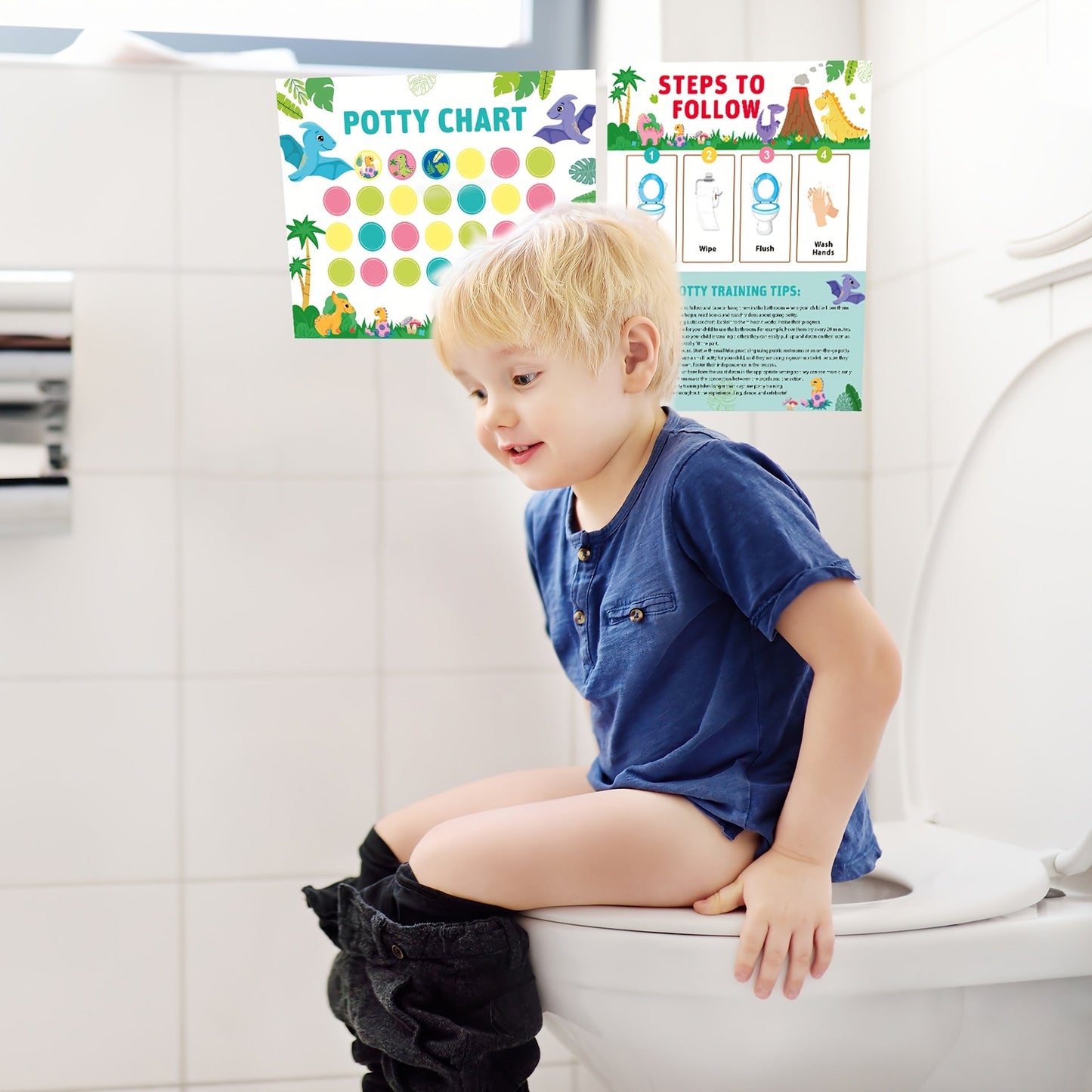 Get your little one excited about potty training with this adorable 1pc Youngsters Potty Training Toilet Seat featuring a fun dinosaur theme. The set includes a training chart with 10 charts and 4 stickers, making it a perfect gift for Christmas