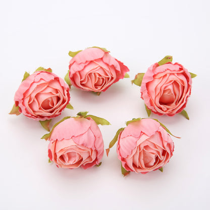 10 pieces of silk tea buds roses for DIY wedding bouquets and Christmas decorations.