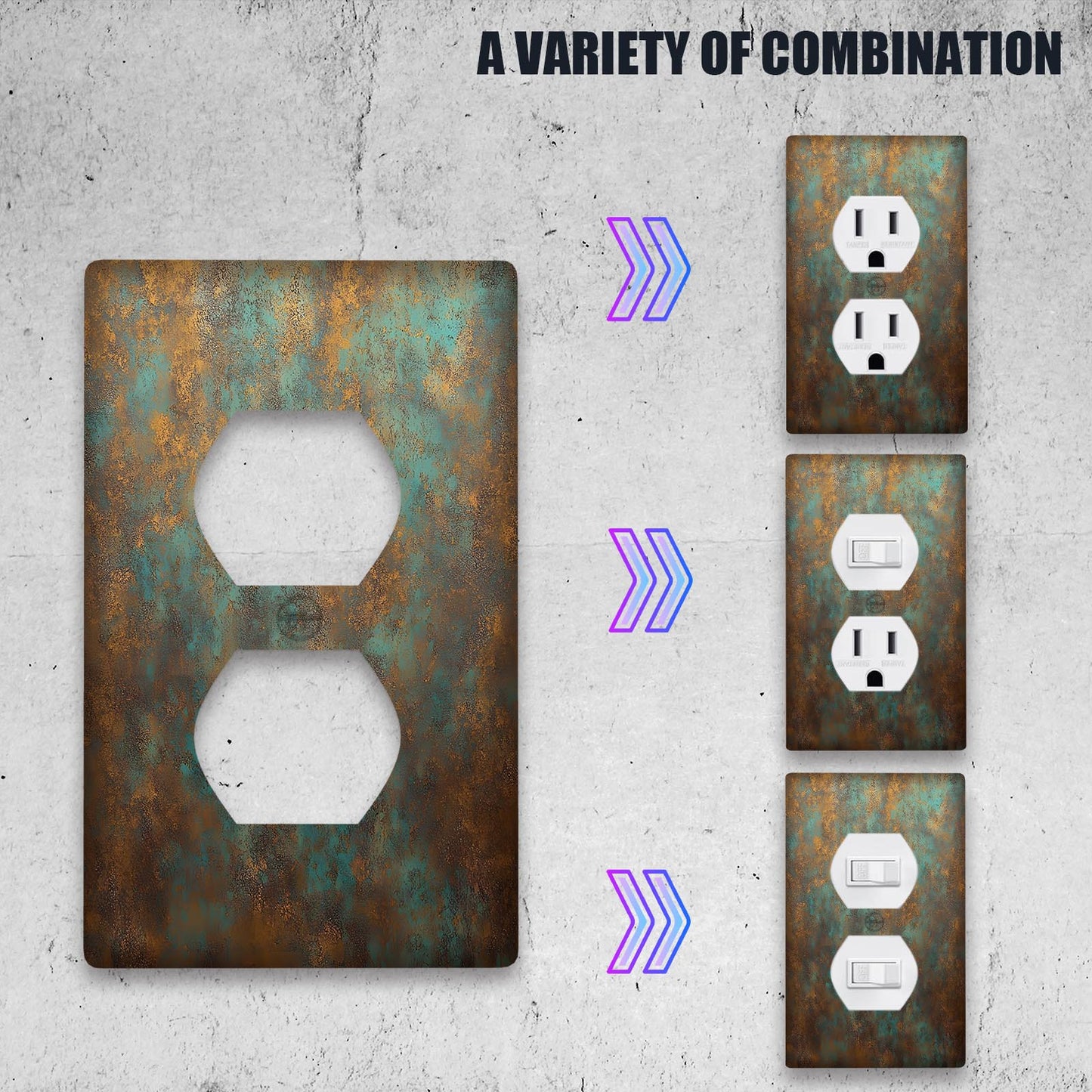 1pc Aged Copper Patina Design Wall Plate Cover for Home Decor - 1Gang/2Gang, Image