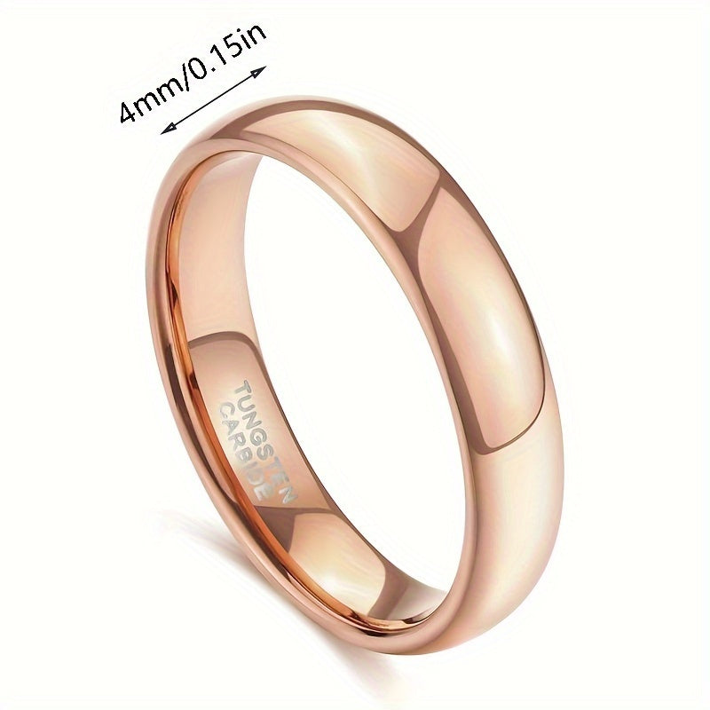 Basic rose gold tungsten steel rings in 4mm width suitable for both women and men. Perfect for minimalist engagement or wedding. Available in sizes 4-13.