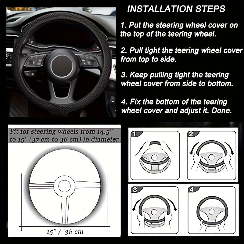 Microfiber steering wheel cover for all seasons, anti-slip and odorless