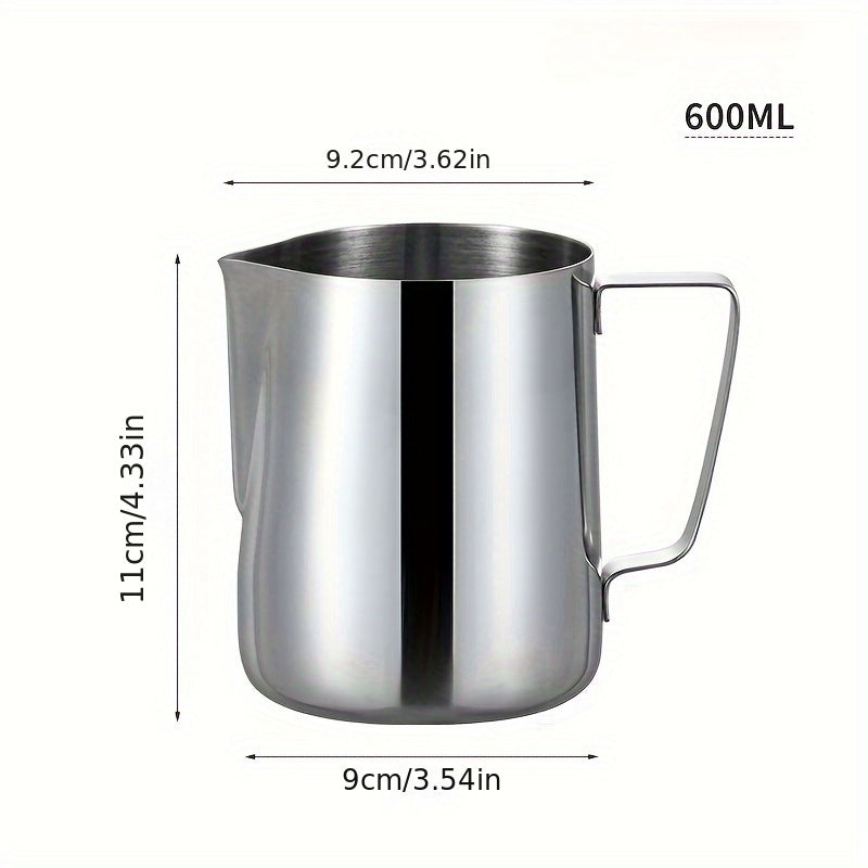 1pc 600ml Handheld Stainless Steel Manual Milk Frother Pitcher - Perfect for Latte, Cappuccino, and Espresso - Ideal for Home, Restaurant, Hotel, Coffee Shop, or Office Use