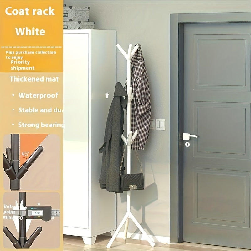 Convenient and Simple to Put Together Freestanding Coat Rack - Compact Clothes & Hat Hanger for Bedroom and Living Room, Made of Sturdy Plastic