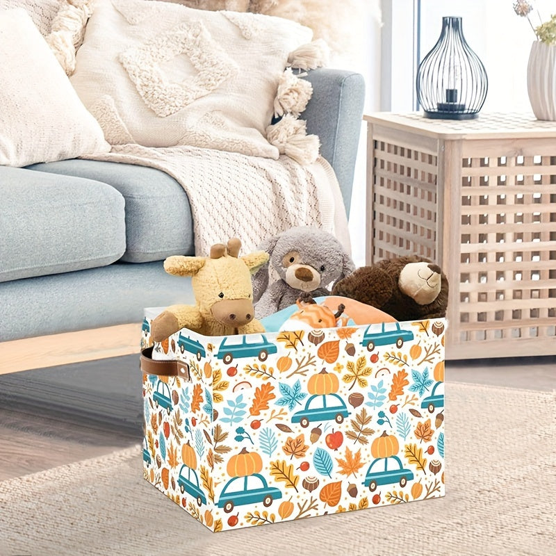 Spacious Pumpkin-Inspired Storage Basket - Ideal for Thanksgiving, Organizing Toys & Clothes, Rectangular Fall Decor Piece