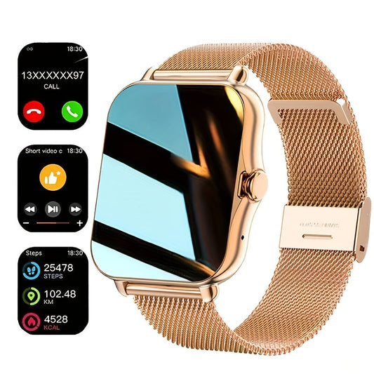 Gender-neutral Sports Smart Watch featuring a Vibrant Color Touch Screen, Personalized Dial, Compatible with Android & iOS, Sleek Alloy Case, Durable Stainless Steel Strap, Date & 24-Hour Display, Not Waterproof, Easy USB Charging, Long-lasting