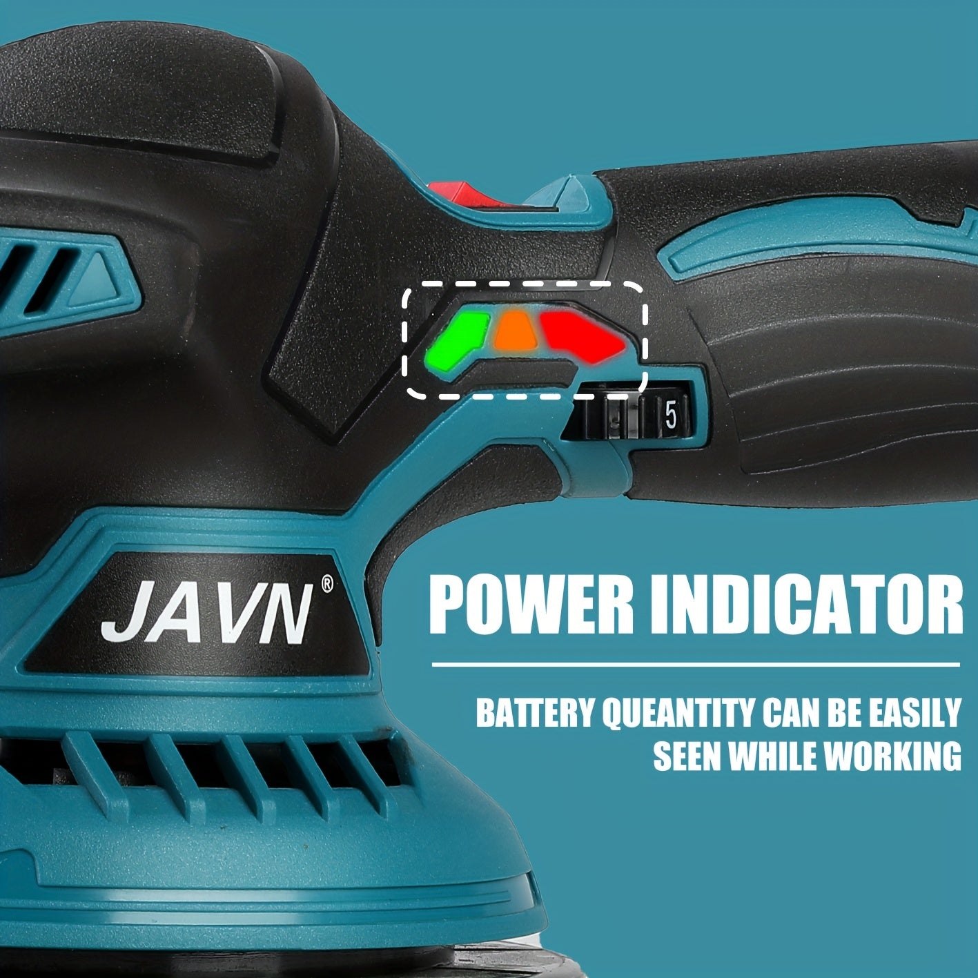 JAVN 5000RPM Cordless Mini Polisher with 6 Gears and Adjustable Speed, ideal for car polishing, waxing, and repairs. USB Charging.