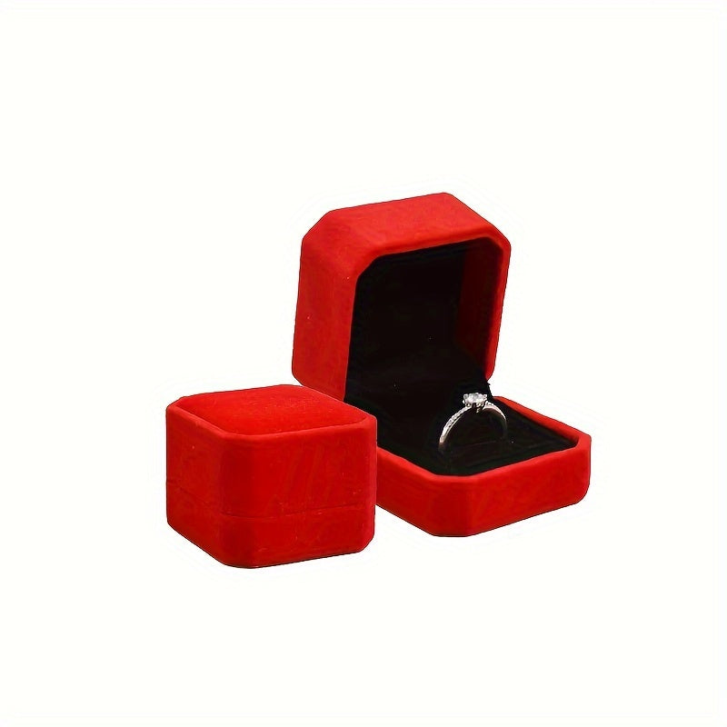 Elegant velvet jewelry box with cufflink compartment, classic design for rings, earrings, and necklaces. Soft fabric interior, available in multiple colors. Ideal gift packaging for special occasions.