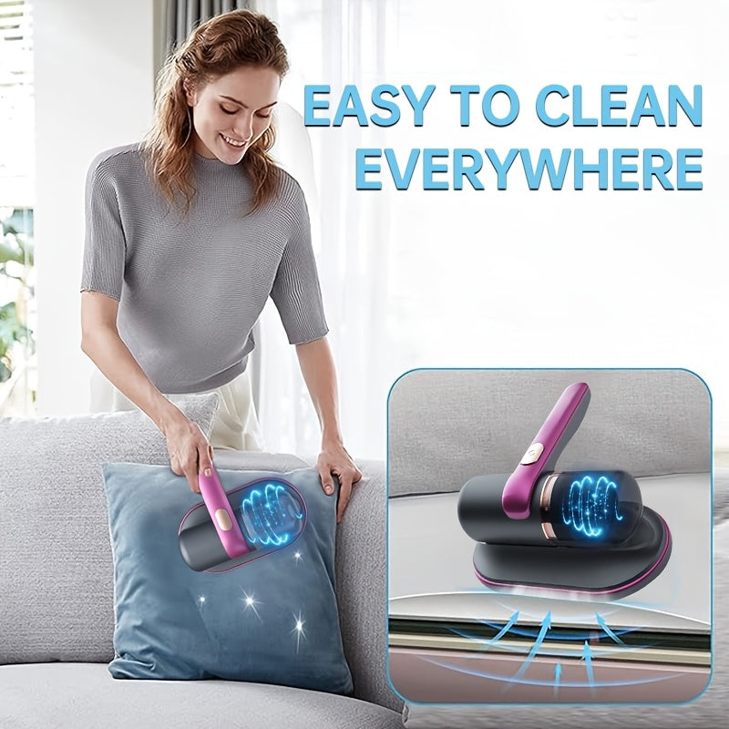 The JKUOO Multi-Functional Handheld Vacuum Cleaner features an LED display and a USB rechargeable 4000mAh lithium battery. Its low noise portable design is perfect for cleaning mattresses, pillows, sofas, carpets, and removing pet hair. Ideal for use in