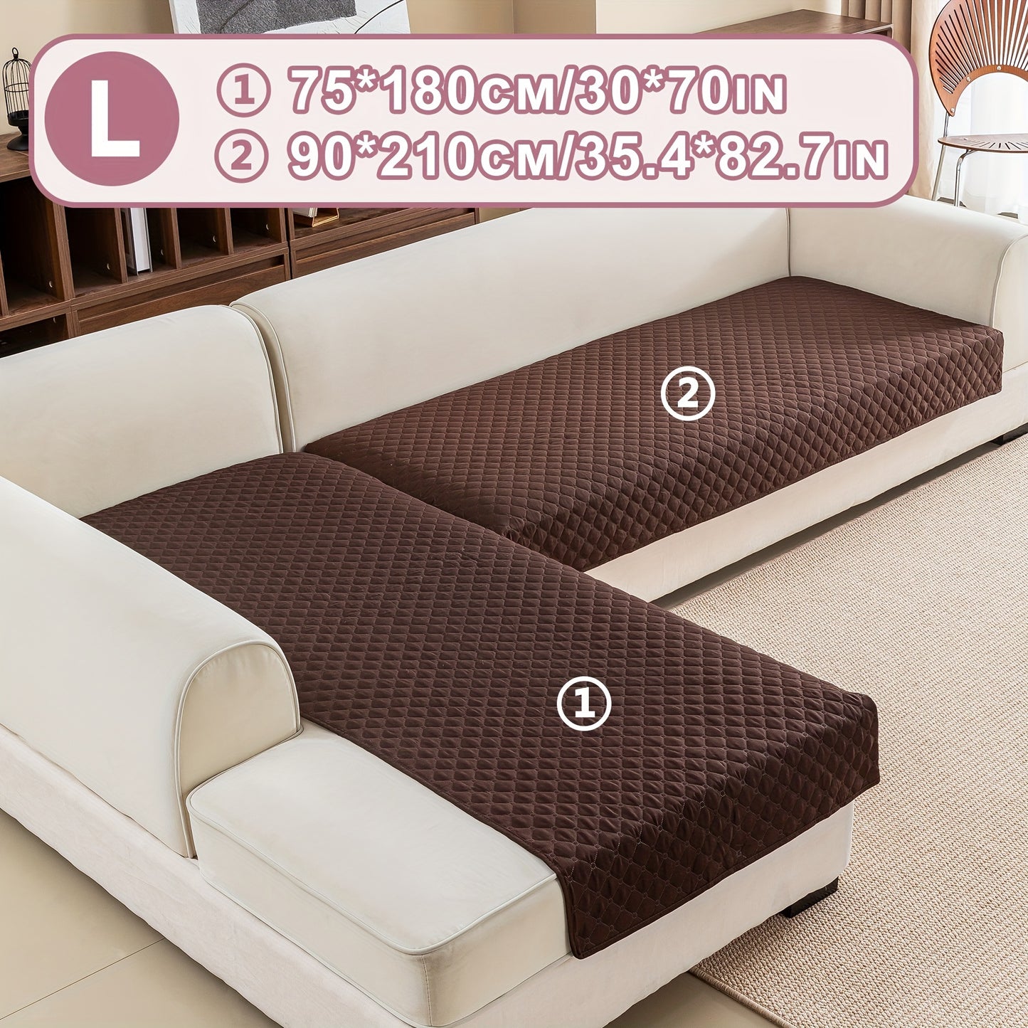 2 durable L-shaped sofa protectors for both left and right sofas, machine washable.