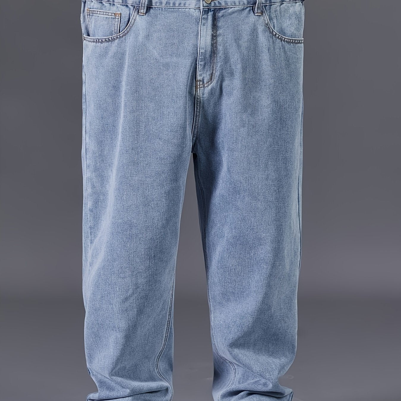 Men's plus size straight leg jeans with washed detail, loose fit, non-stretch cotton blend fabric. Suitable for spring/fall season.UserDefaults#TD9904.