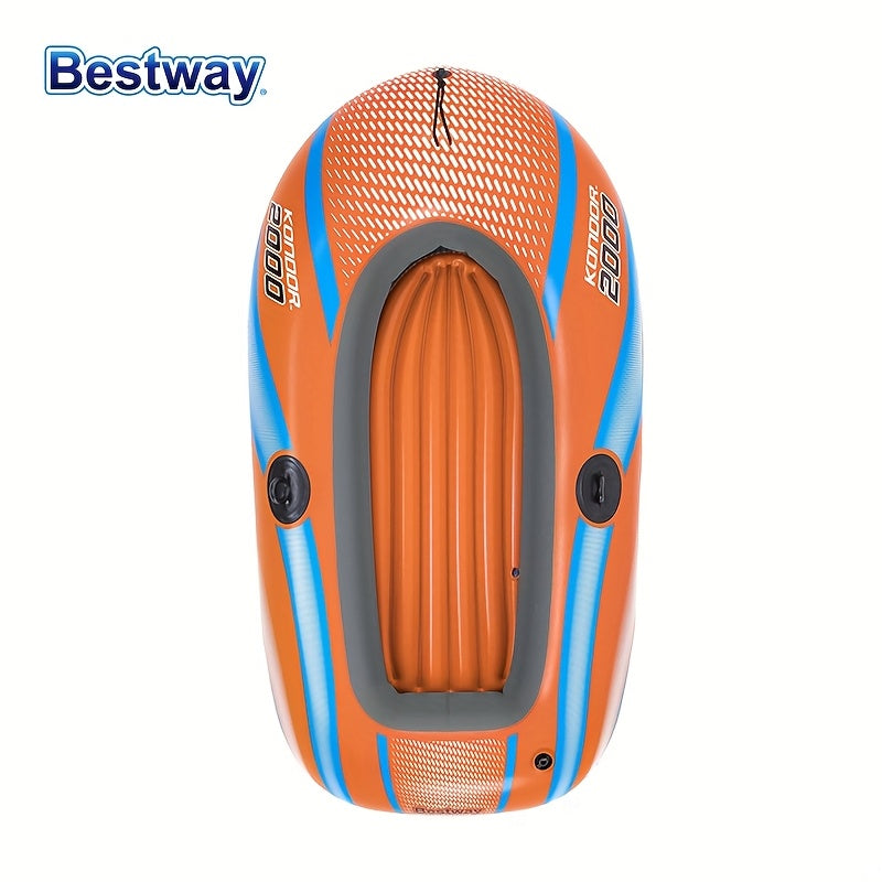 Durable inflatable kayak for 1-3 people with fast inflation system for thrilling water adventures.