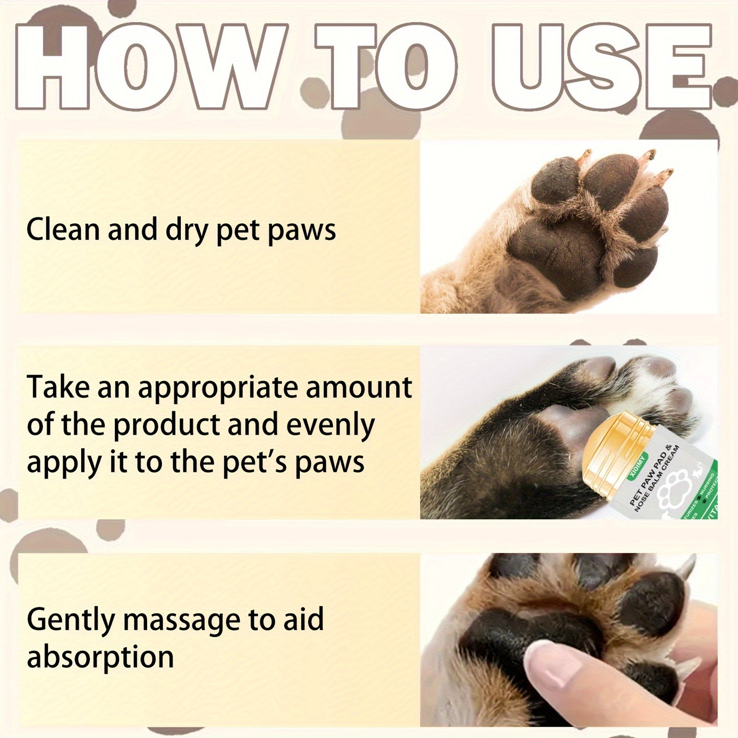 Xioimy Pet Paw Pad & Nose Balm Cream 1.411oz - Hydrating stick for cats & dogs, soothes dry cracks, all-season protection with Vitamin E.