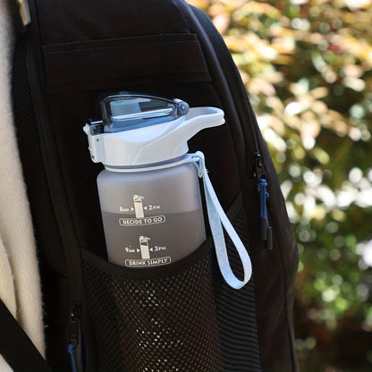 Rainbow 32 Oz/1 Liter Water Bottle with Time Marker, Portable Rope, and Straight Drinking Design. A Motivational Gift.