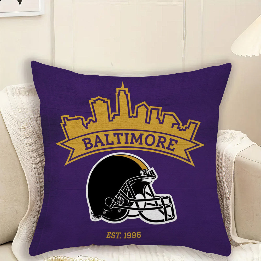 Baltimore Football Themed Cushion Cover - 45.72x45.72 cm - Made from Durable Polyester - Machine Washable - Single-Sided Print - Zipper Closure - Ideal for Home & Living Room Decor - Suitable for Ages 14+