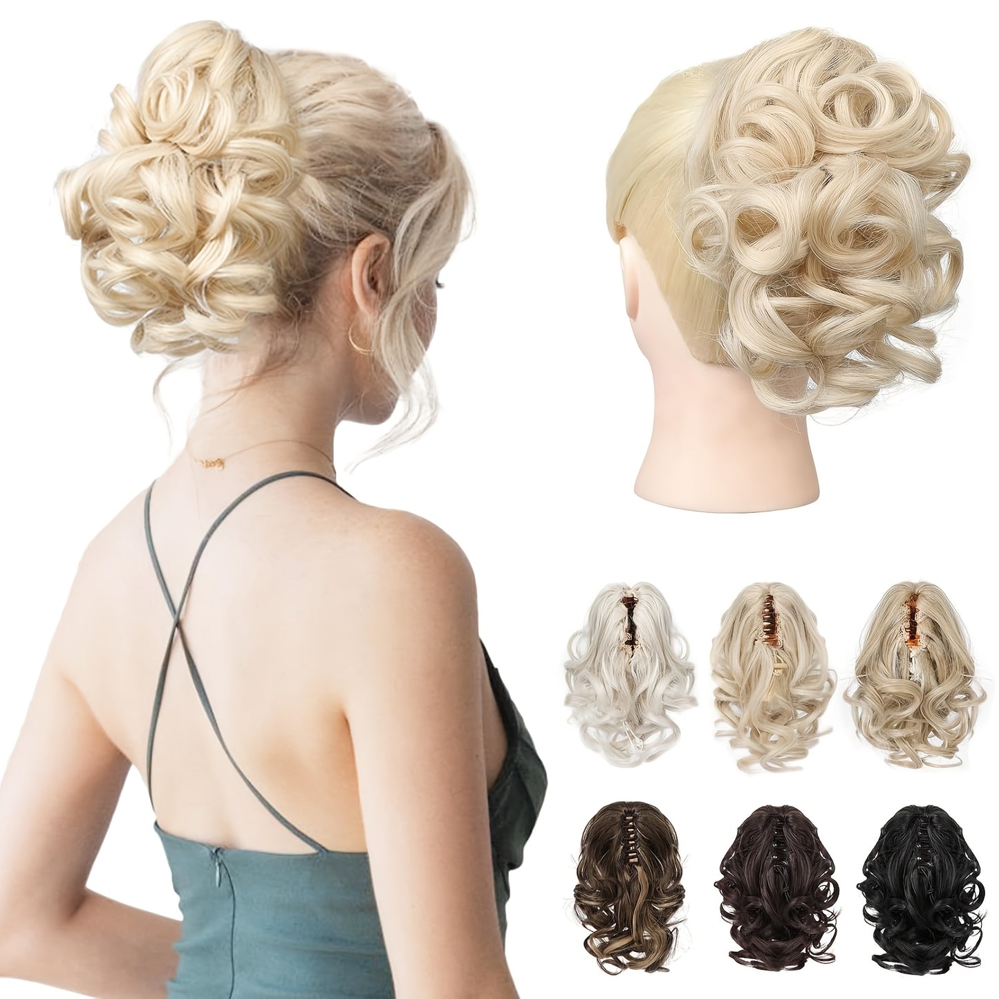 Luxurious curly wavy claw ponytail extensions made with premium synthetic clip-ins for instant volume and versatile style, ideal for everyday fashion and special occasions.