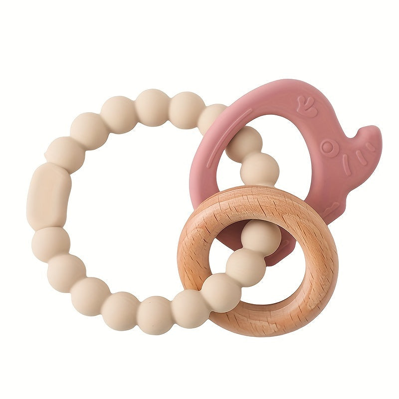 Elephant-shaped baby chewing toy with a soothing molar teether, made free from BPA, phthalates, chlorine, and latex.