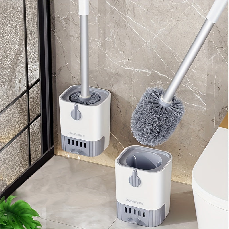 1 Set of Wall Mounted Long Handle Toilet Brush with Holder, Flexible and Effective for Cleaning Every Corner of the Toilet Bowl, Essential Bathroom Cleaning Tool and Supplies for Back to School.