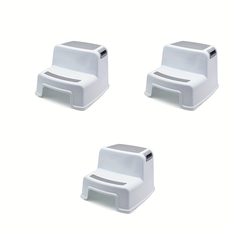 Step stool set made of plastic, perfect for children aged 3-12. Features a non-slip design and is easy to clean.