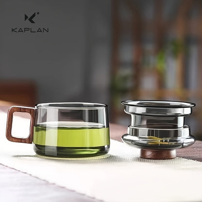 1 pc 200ml glass tea cup with infuser, heat-resistant, reusable, ideal for home and office, great for loose leaf tea.