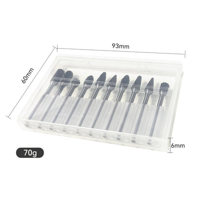 10-piece Tungsten Carbide Burr Set for Dremel Rotary Tools, Double Cut Alloy Steel Grinding Heads for Wood, Metal, Stone, and Gemstone. Handheld and welding use, assembly required. Great