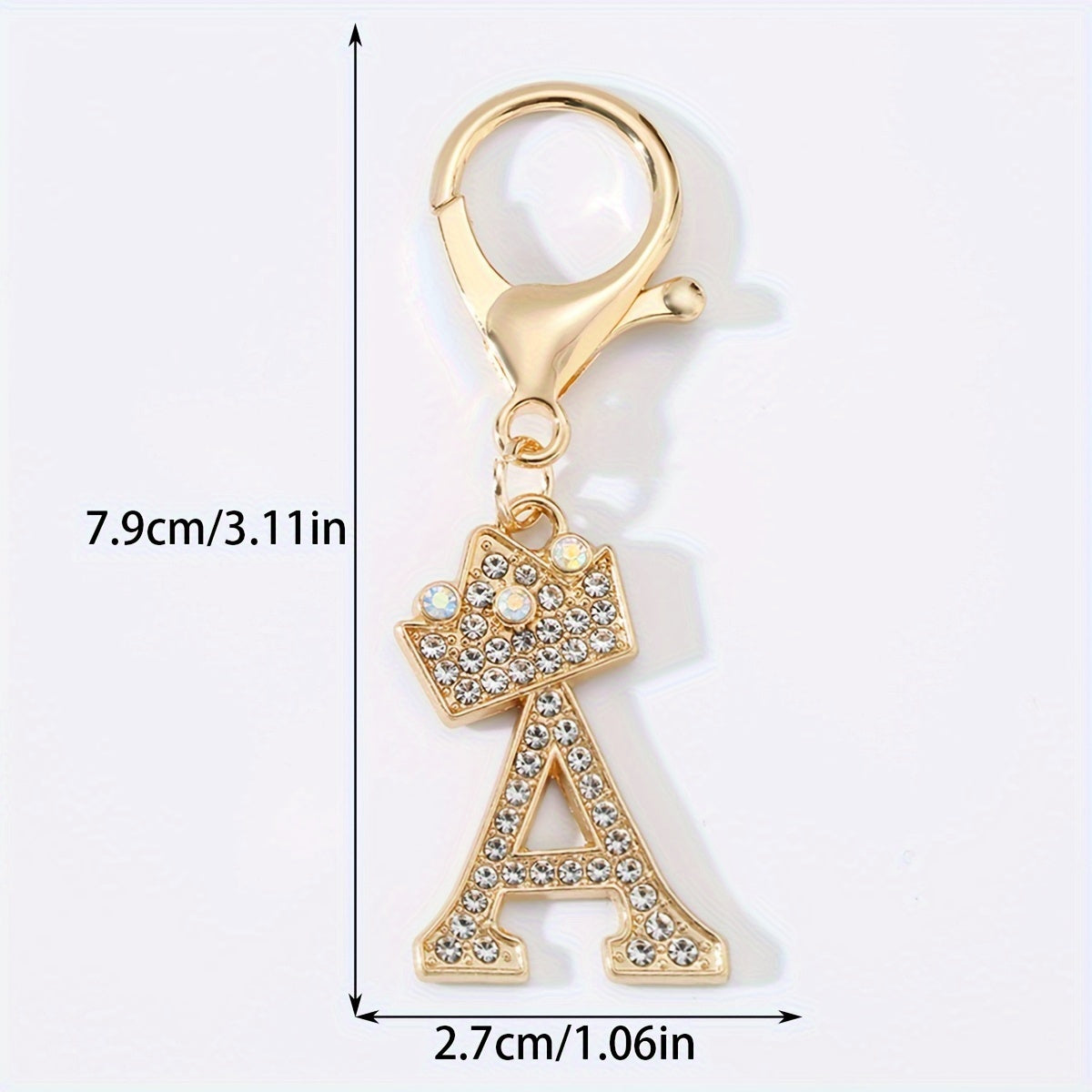 1pc Fashion Zinc Alloy Artificial Diamond Crown 26 English Letters Key Chain for Men, Bag Pendant for Friends.