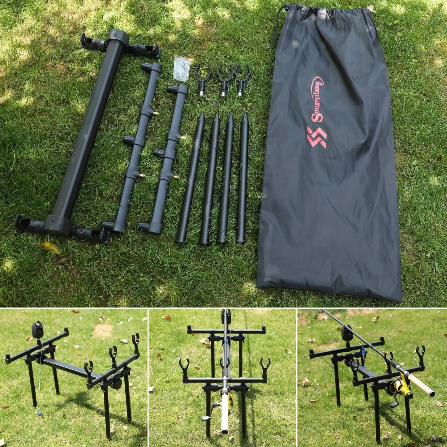 Aluminium alloy and ABS material carp fishing pole racks.