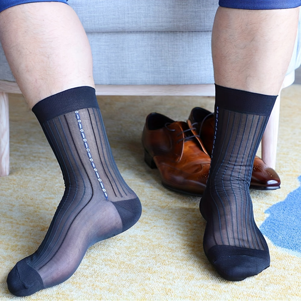 5 Men's Ultra-Thin Sheer Dress Socks - Breathable and Comfortable for Casual & Business Wear