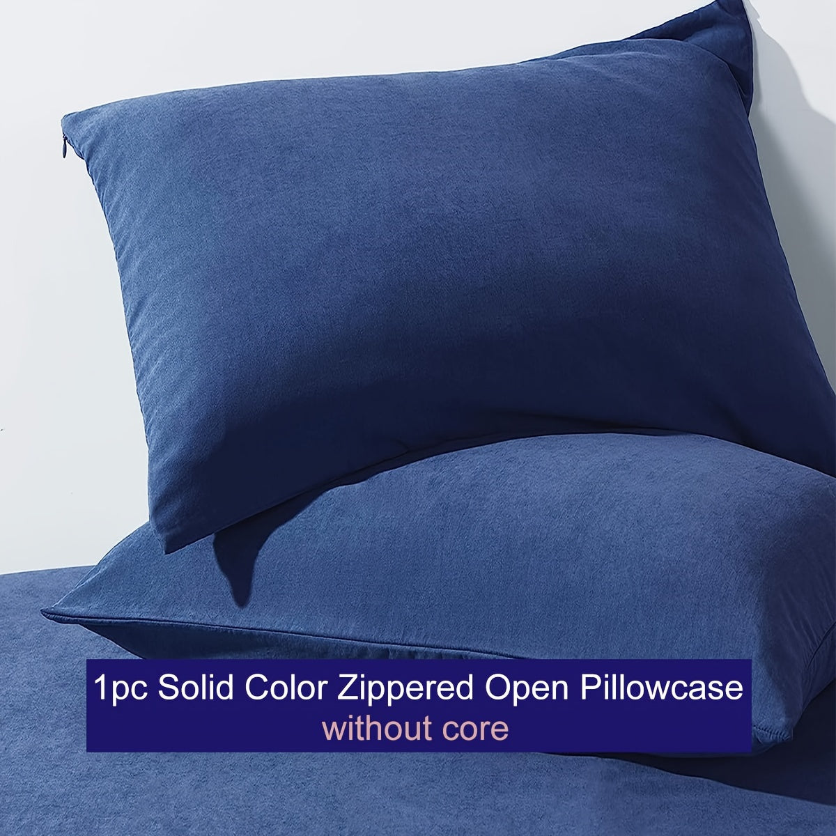 Breathable Microfiber Pillowcase with Zipper Closure- Solid Color, Various Sizes Available, Soft Texture