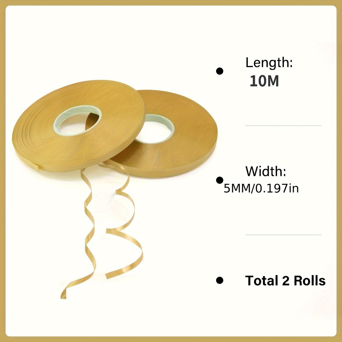 2 rolls of 393-inch golden ribbon for balloons, 5mm curling ribbon for gift wrapping, flower crafts, birthdays, festivals, weddings, and Christmas decorations. Perfect for bouquets and flower wrapping.