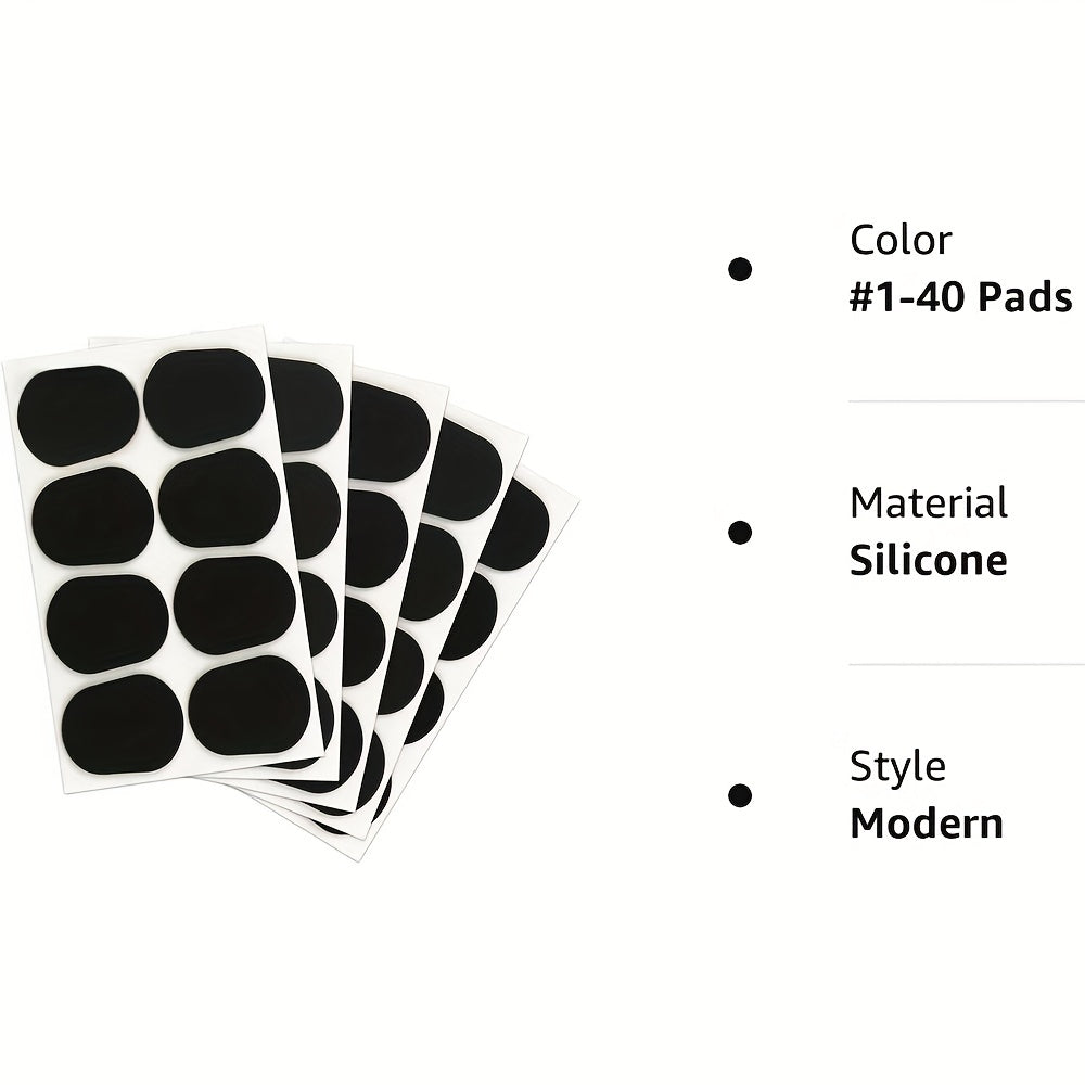 Set of 40 premium silicone mouthpiece pads for saxophone and clarinet - comfort grip, vibration reduction, non-toxic, easy to apply for alto/tenor sax and beginners.