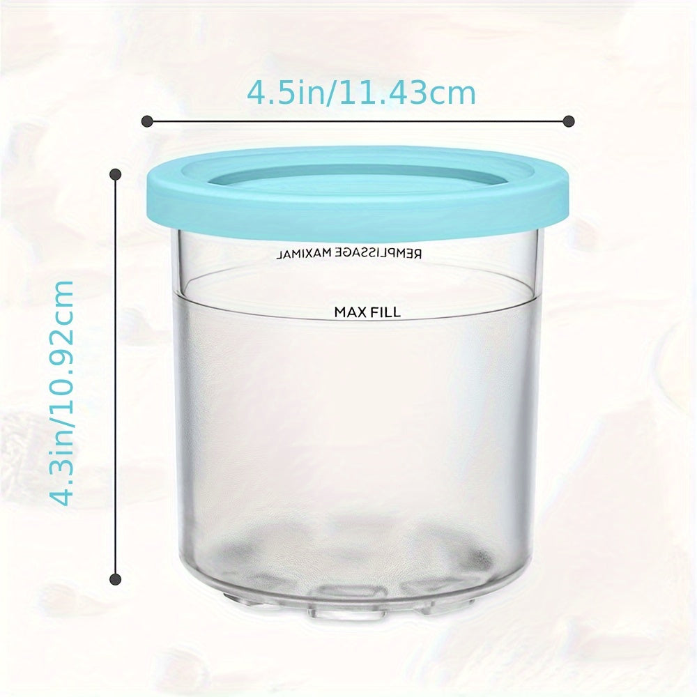 16oz Ninja Pint Food Storage Containers with Lids are made of BPA-free plastic and are dishwasher safe. These leak-proof, multipurpose cylindrical flip top containers come in a set with compatible lids for the NC301, NC300, NC299AMZ, and NC290 Ice Maker