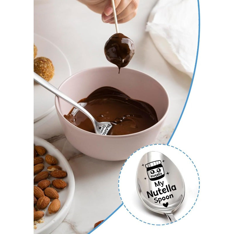 Engraved Stainless Steel Spoon with "My Nutella" Design - Great for Coffee, Dessert, and Ice Cream - Perfect for Valentine's Day, Mother's Day, Thanksgiving, Christmas, Graduation - Makes a Fantastic Gift