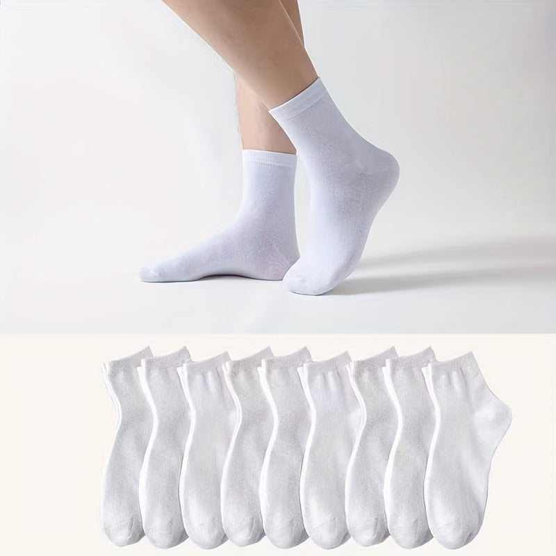 5/10 pairs of men's trendy letter pattern crew socks, breathable and comfortable for outdoor activities in all seasons.