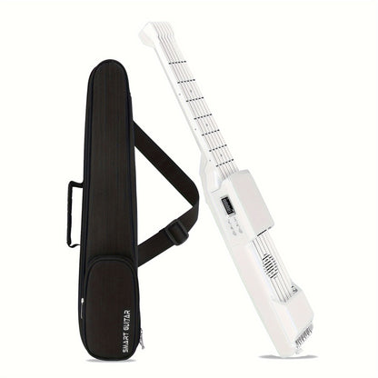 Portable USB Charging Smart Acoustic-Electric Guitar with AI LCD, includes strap and carrying case.