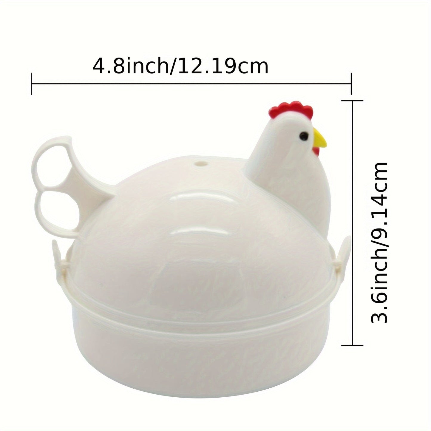 White Aluminum Alloy and PP Material Microwave Egg Steamer with Cute Chicken Shape, Four Grids, and Home Use for Boiling Eggs, Steaming Eggs, Steaming Buns, etc. Ideal for Cookware Use.