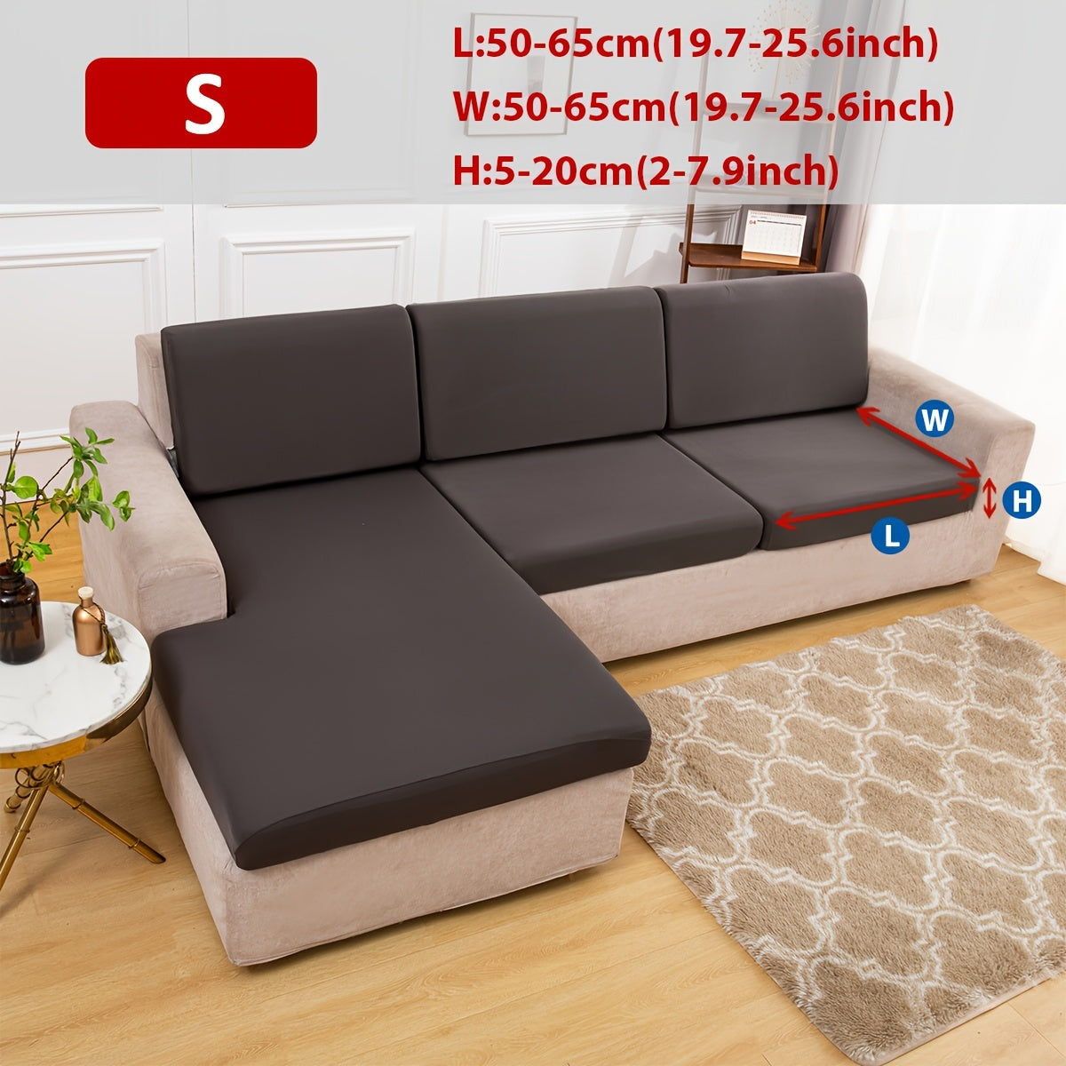 Stretch sofa seat cover to protect living room cushion.