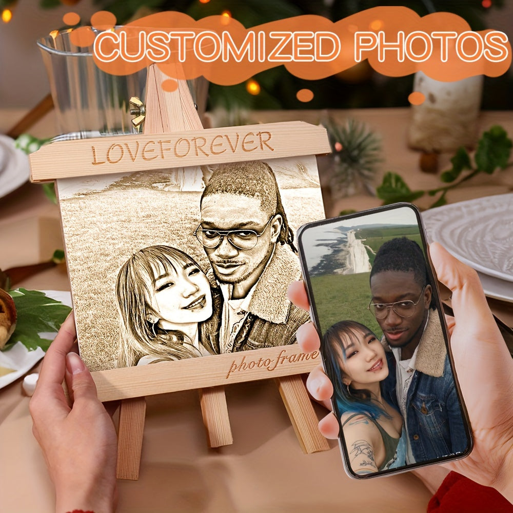 Unique Christmas Tree Ornament - Handcrafted Wooden Photo Frame, Customized and Hand-Painted Holiday Decoration for Home or Office, Perfect Gift for Loved Ones, Including Friends, Family, and Pets