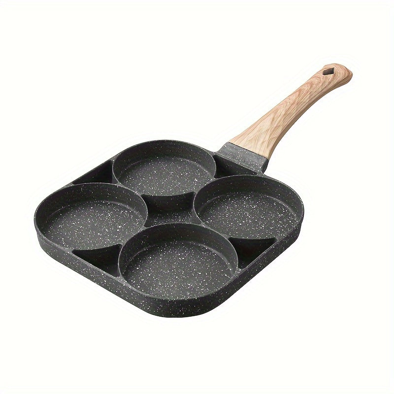 Versatile Breakfast Cooking Pan Set: Includes One Non-Stick Egg Frying Pan, Egg Burger Maker Pan, Four-Burner Split Grill Skillet, and Non-Stick Omelette Pan for Eggs, Bacon, and Burgers