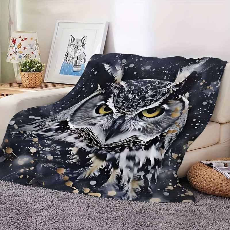 Soft, Warm, and Cozy Owl-Themed Flannel Throw Blanket Perfect for Couch, Bed, Travel, Office Naps, and Outdoor Adventures - Allergy-Friendly and Versatile Gift for Men and Women