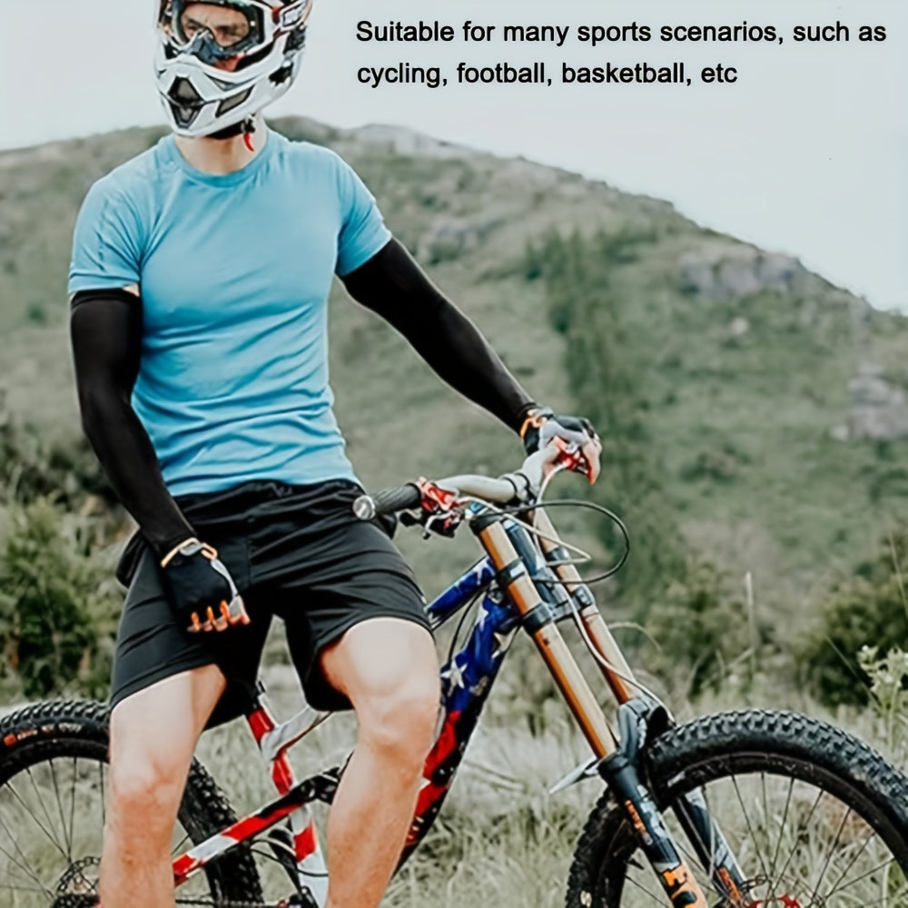 3 pairs of cooling arm sleeves made of ice fabric for sports and daily use, providing breathable, stretchable, quick-drying, and sun protection for summer activities and cycling.